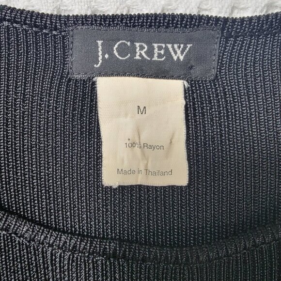 Vintage J. Crew bodycon dress black size medium classic style silky thick - Picture 2 of 16